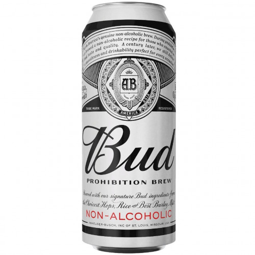 Пивной напиток Bud безалкогольный в жестяной банке 0,45 л